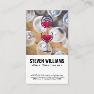 Bovenste Uitzicht van wijnglas   Rood wijnflesje Visitekaartje