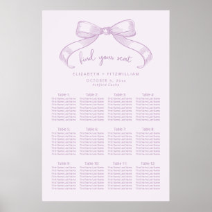 Bow à croquis romantique Poster de la carte de s