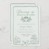 Bow à ruban | Invitation au Baby shower doux (Devant / Derrière)