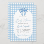 Bow Baby shower Jongensuitnodiging met boog Kaart (Voorkant / Achterkant)