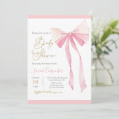 Bow Baby shower Meisje Kaart (Staand voorkant)