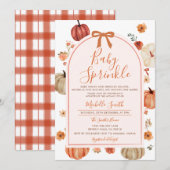 Bow Baby Sprinkle Pumpkin Herfst Herfst Baby showe Kaart (Voorkant / Achterkant)
