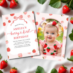 Bow Berry 1e eerste verjaardag foto Red Girl's Kaart