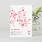 Bow Berry First Birthday Invitation (Debout devant)