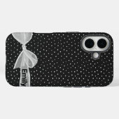 Bow blanc avec nom sur Dots iPhone / coque ipad (Verso (horizontal))