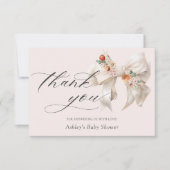 Bow blanc floral Élégant Merci de Baby shower (Devant)