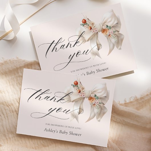 Bow blanc floral Élégant Merci de Baby shower