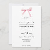 Bow bloemenelegante trendy bruiloft uitnodiging (Voorkant)