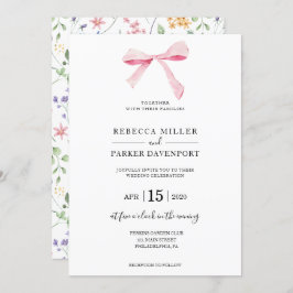 Bow bloemenelegante trendy bruiloft uitnodiging