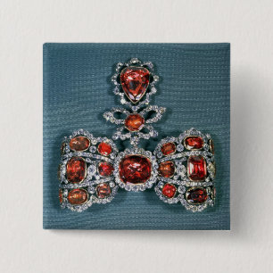 Bow broch set met briljante vierkante button 5,1 cm