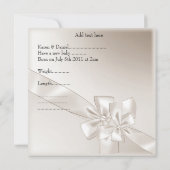 Bow cadre photo beige faire-part de naissance (Dos)