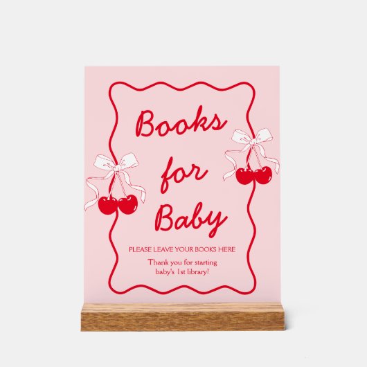 Bow Cherry Baby Shower Books for Baby (Recto)