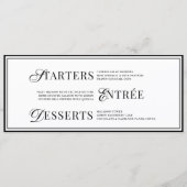 Bow Classic Old Money Black & White Wedding Menu (Voorkant)