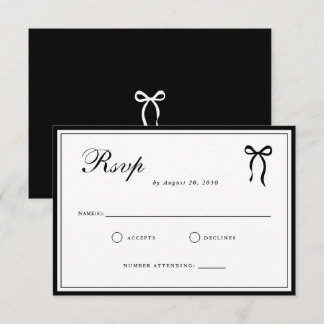 Bow Classic Old Money Black & White Wedding RSVP Kaartje