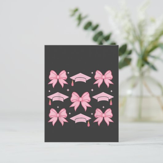 Bow coquette Afstuderen Roze palet 2025 Uitnodiging Briefkaart (Staand voorkant)