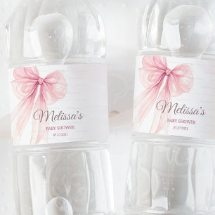 Bow Coquette Baby shower Waterfles Etiket