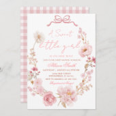 Bow Coquette Blush Pink Bow Baby Shower Invitation (Devant / Derrière)