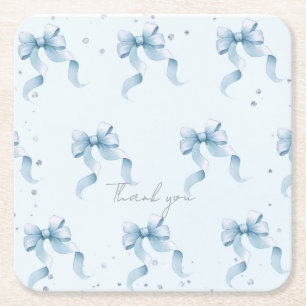 Bow Coquette Boy Baby shower Classic Ronde servett Vierkante Kartonnen Onderzetter