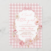 Bow Coquette Gingham Pink Bow Baby Shower Kaart (Voorkant / Achterkant)