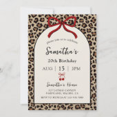 Bow Coquette Leopard Cheetah Birthday Invitation (Devant)