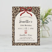 Bow Coquette Leopard Cheetah Birthday Invitation (Debout devant)