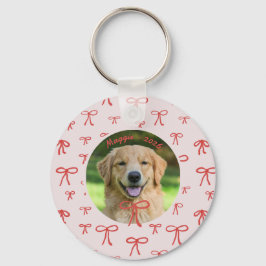 Bow Coquette Personalized Pet Photo Keychain