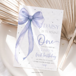 Bow Coquette Purple 1st Birthday  Kaart