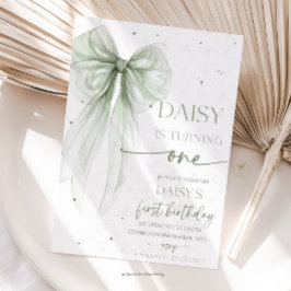 Bow Coquette Sage 1st Birthday  Kaart