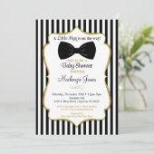 Bow Cravate Boy Baby shower Invitation Black Gold (Debout devant)