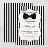 Bow Cravate Boy Baby shower Invitation Black Gold (Devant / Derrière)