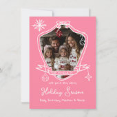 Bow Crest Hand getrokken Doodle Foto Kerst Kaart (Voorkant)