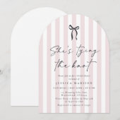 Bow crique rose rayé Invitation de la douche nupti (Devant / Derrière)