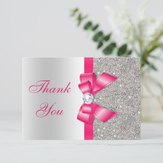 Bow & Diamonds Rose chaud Merci blanc (Debout devant)