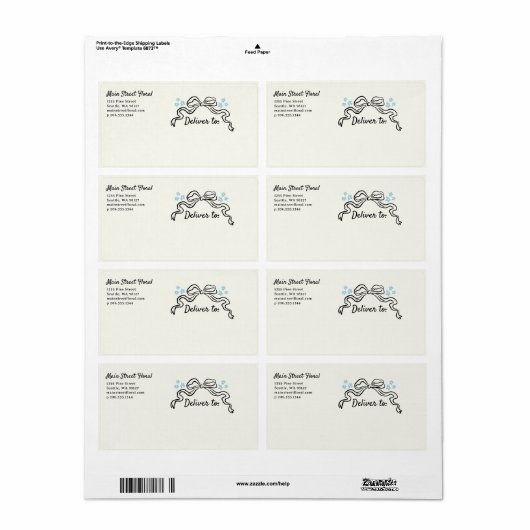 Bow Doodle et Flowers Étiquette d'expédition d'aff (Feuille entière)