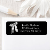 Bow en argent Étiquette de adresse simple pour Mar (En situation)