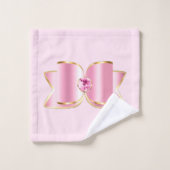 Bow en verre rose avec Motif en pierre angulaire (Gant de toilette)
