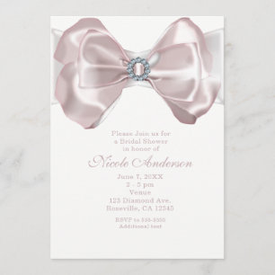 Bow et diamants en ruban rose vif Invitations chic