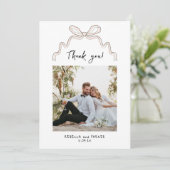 Bow et fleurs Mariage photo Merci Qr scan (Debout devant)