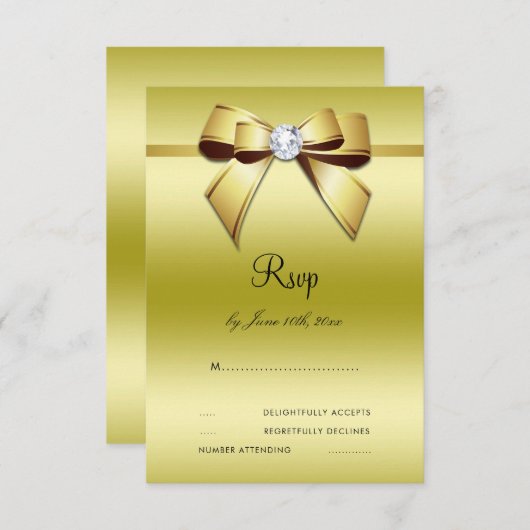 Bow et ruban glamour 50e mariage RSVP (Devant / Derrière)