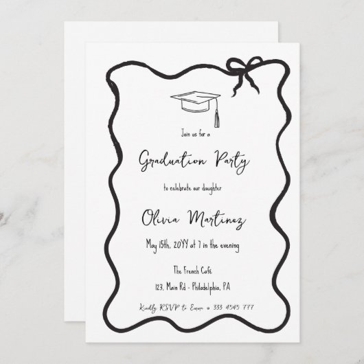 Bow fancy Afstuderen Uitnodiging en bekendmaking (Voorkant / Achterkant)