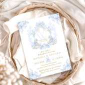 Bow Floral Aquarel Elegant Boy Baby shower Kaart