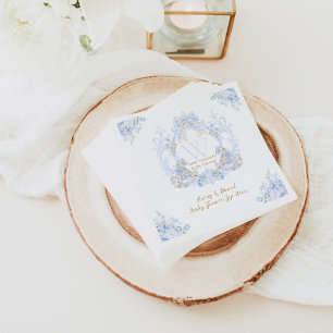 Bow Floral Aquarel Elegant Boy Baby shower Servet