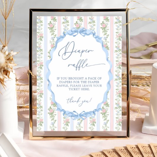  Bow Floral Baby shower Luier Raffle Poster