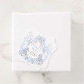 Bow Floral Crest Rustiek Blauw Jongen Baby shower Bedankjes Labels (In situ)