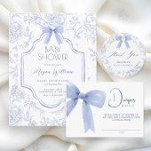 Bow floral pattern bow baby shower diaper raffle  informatiekaartje