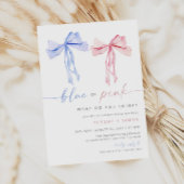 Bow Gender Reveal Uitnodiging Blauw Roze Coquette