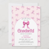 Bow Girl 1er anniversaire Invitations (Devant)