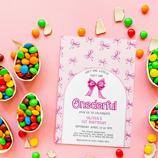 Bow Girl 1er anniversaire Invitations