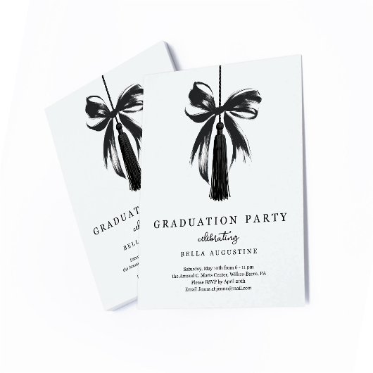 Bow Graduation Invitation Girl High School College