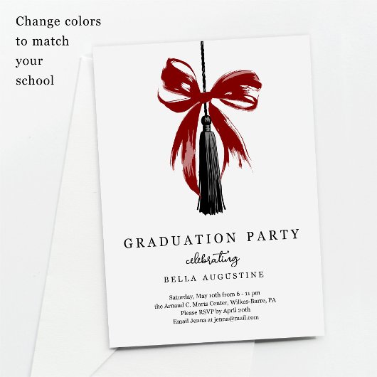 Bow Graduation Invitation Girl High School College